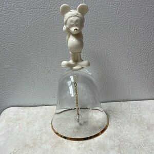 Disney Santa Mickey Mouse Lenox Porceline Glass 1997 Bell Figurine